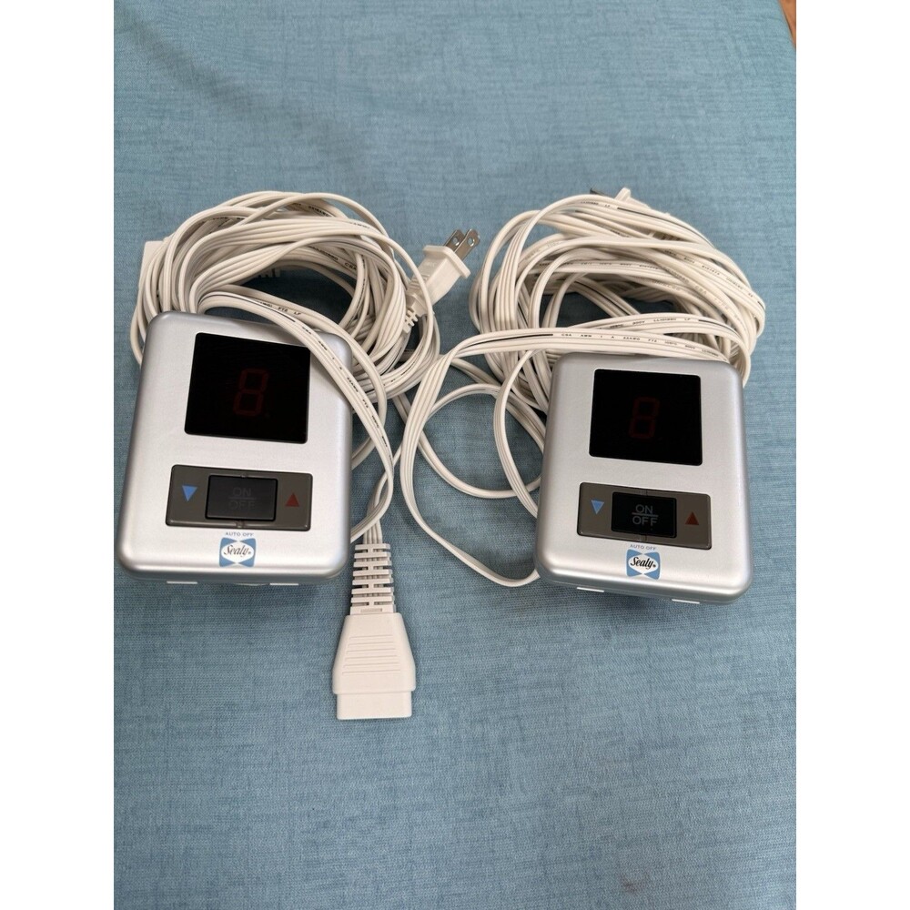 Sealy Biddeford Electric Blanket Duel Controllers TC15B3 Silver 4 Prong Working